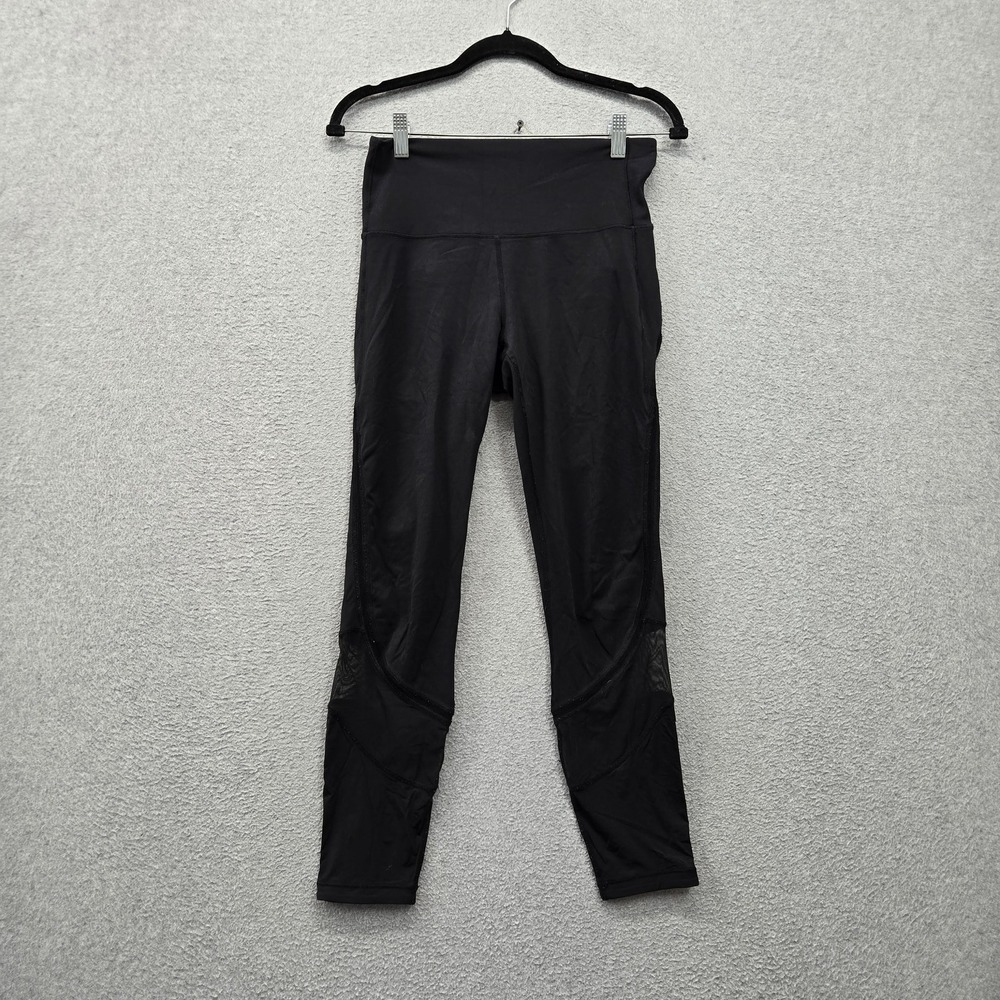 Lululemon Women Activewear Pants 6 Black Fresh IN Mesh Legging Mesh Athletic 24"